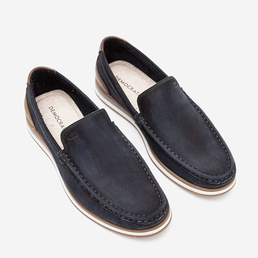 Mocassim Denim Flow Navy/Tabaco Marrom