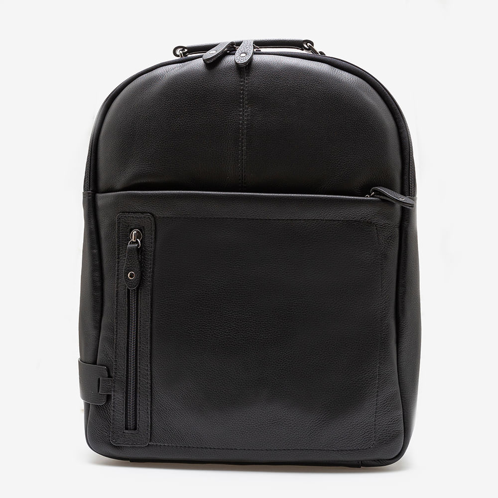 Mochila Em Couro Preto