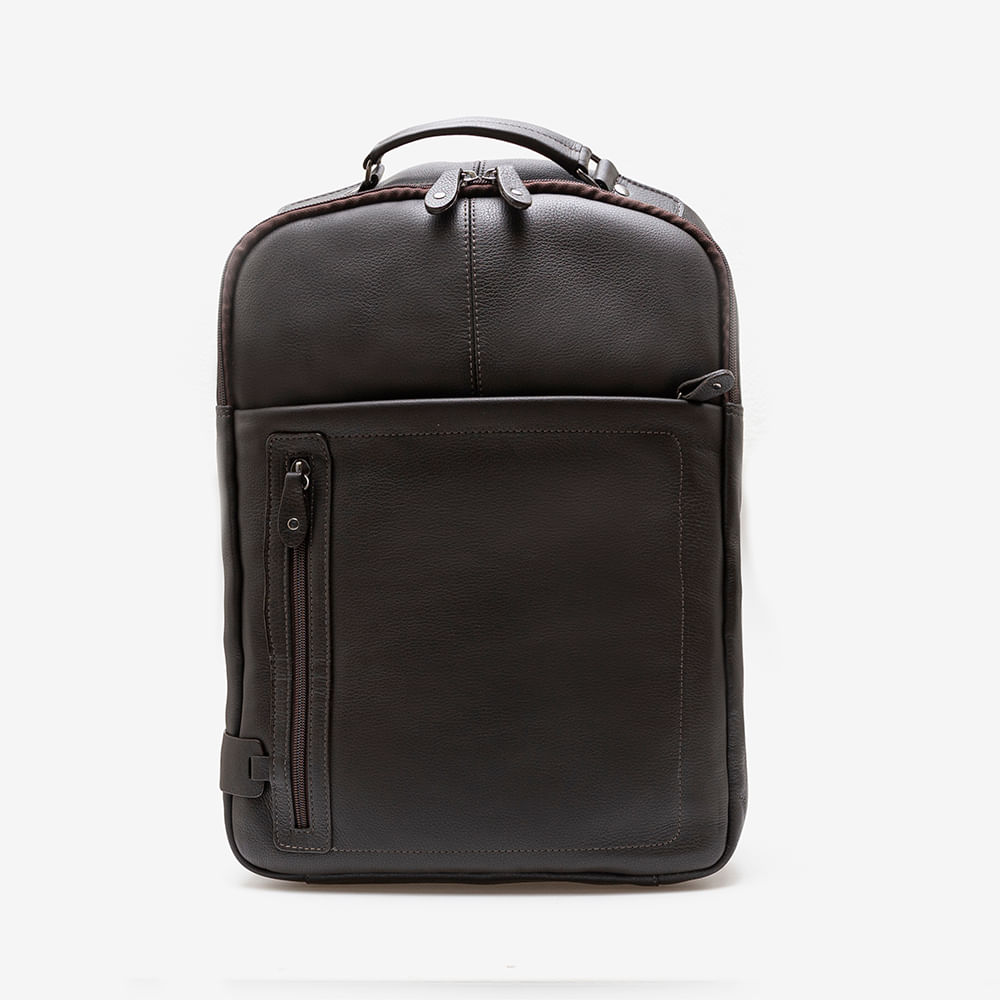 Mochila Em Couro Café